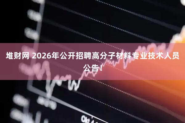 堆财网 2026年公开招聘高分子材料专业技术人员公告！